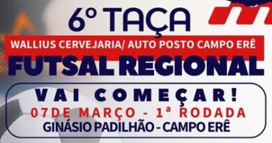 Vai começar a emoção da 6ª Taça Wallius Cervejaria / Auto Posto Campo Erê de Futsal Regional